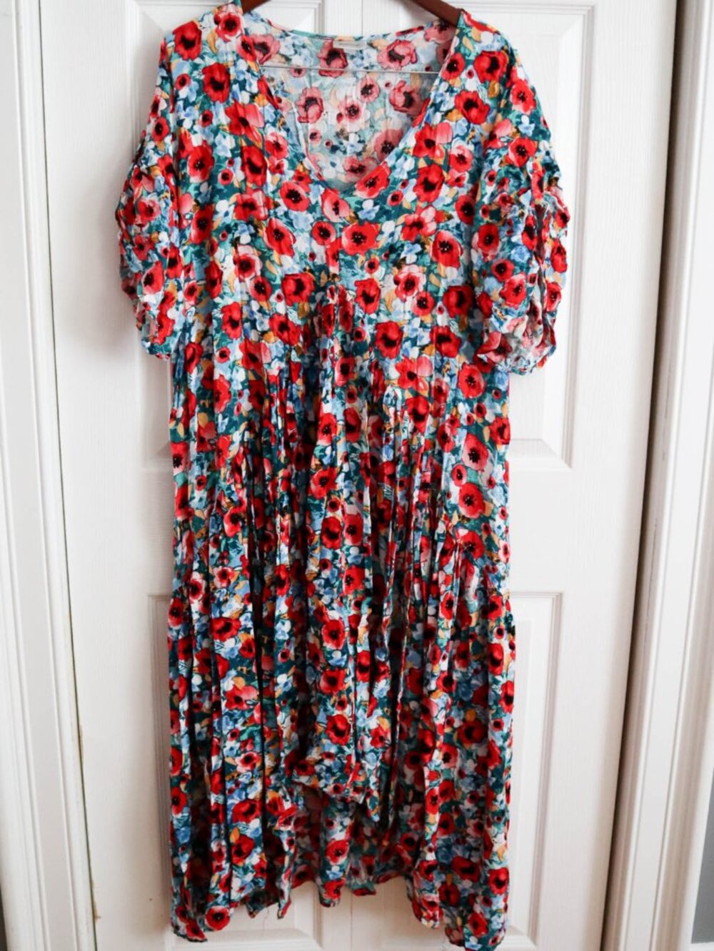 The Avenue Plus Size Floral Maxi Dress Asymmetric Hem Sz 22/24 Cottagecore Boho